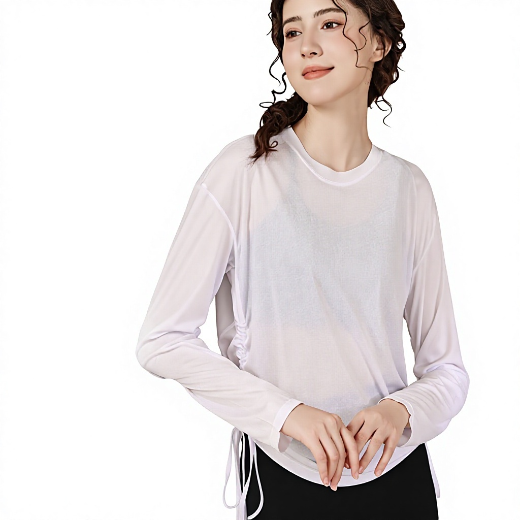 High-fashion Yoga Top for Women 2025 New-style Pilates Fitness Wear Drawstring-tied Long-sleeve Sportswear 100% Polyester Winter