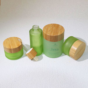 Frascos de bambú verde personalizado vacíos ambientales para exfoliante, <span class=keywords><strong>mantequilla</strong></span> corporal, crema facial, tarros de vidrio cosméticos esmerilados con tapa - Product Image 5