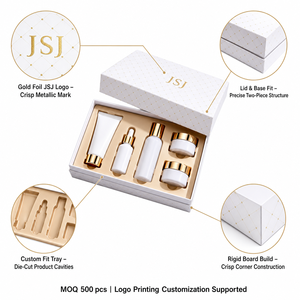 Caja de Lujo con Tapa y Base Blancas con Rejilla Geométrica para Empaque de Sets de Cuidado de la Piel Premium y Exhibición en Tiendas - Product Image 3