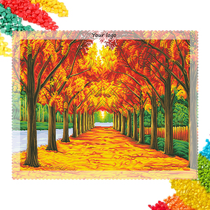 Broderie Diamant 5D DIY - Chemin Symétrique Arboré d'Automne, Décoration Intérieure Feuilles d'Automne Dorées - Product Image 1