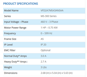 VFD2A7MS43ANSAA MS300 ซีรีส์ 0.75KW 460V 3 เฟส ไดรฟ์ปรับความถี่สำหรับมอเตอร์ AC VFD - Product Image 4