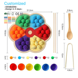 Gioco Educativo CPC CE con Pioli in Legno e Perline, Forma di Fiore Arcobaleno, Giocattolo Prescolare per Ordinare e Impilare Colori |   OEM ODM Vendita all'Ingrosso - Product Image 4