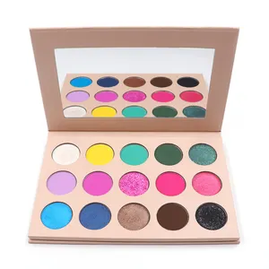 Hohe qualität kosmetik großhandel make-up hoch pigmentierte wasserdichte matte schimmer 15 farbe lidschatten palette