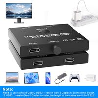 Commutateur bidirectionnel USB-C 120g pour équipement vidéo, résolution 8K 30Hz, 5K 60Hz, 4K 120Hz/60Hz pour utilisation audio, commutateur vidéo et données PD