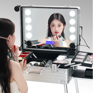 Valises à maquillage OBOX, boîte à cosmétiques avec miroir à lumière LED et Bluetooth pour maquilleur professionnel, <span class=keywords><strong>valise</strong></span> de studio - Product Image 5