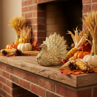Figurine florale texturée rustique - Décoration artisanale en résine sculptée pour la récolte d'automne et Thanksgiving, objet de collection pour table