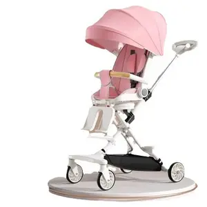 Hot Mama Baby Stroller 3 In 1 Pu Leather Smart Stroller For New Born Baby Baby Doll Stroller For 8 Year Old