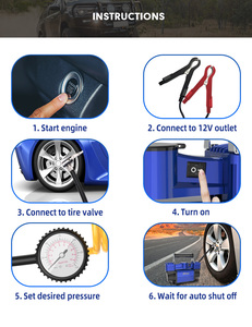 Mode arrêt automatique <span class=keywords><strong>12V</strong></span> numérique Double cylindres MAX 150PSI <span class=keywords><strong>gonfleur</strong></span> de pneu <span class=keywords><strong>compresseur</strong></span> d'air de pneu de voiture robuste pour voiture camion SUV - Product Image 6