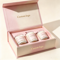 Boîte cadeau de bougies parfumées personnalisées de qualité supérieure avec logo, lot de 3, bougies en cire de soja parfumées pour la fragrance de la maison, cadeaux de mariage