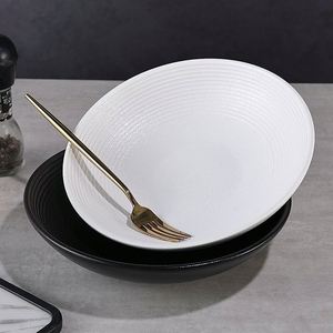 Nordic Style Matte Black White <b>Ceramic</b> <b>Plate</b> High Appearance Level Dinnerware Cold Dish Fruit Salad Soup Pasta <b>Plate</b>&Bowl - Product Image 4