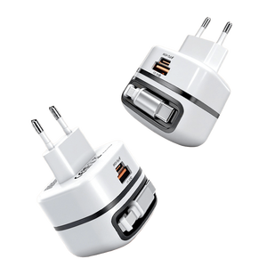 Cargador Rápido PD+QC de 65W GaN con Cable Retráctil para <span class=keywords><strong>iPhone</strong></span>, Adaptador Multifunción QC3.0 <span class=keywords><strong>Tipo</strong></span>-<span class=keywords><strong>C</strong></span> para Portátil, Enchufe EU/UK - Product Image 1