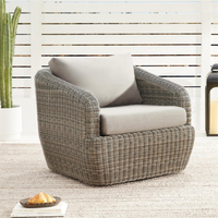 Fauteuil pivotant en osier pour patio, fauteuil rotatif d'extérieur, chaise longue en rotin pour jardin, terrasse