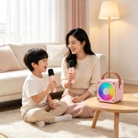 Machine de karaoké pour enfants P17, portable, sans fil, avec deux microphones, lumière RGB, pour fêtes à domicile, chant, cadeau, mini-enceinte