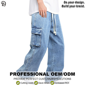 Maßgeschneiderte Herren Vintage Gewaschene Baggy Cargo Jeans Lose Weite Beinöffnung Denim-Hosen mit Mehreren Taschen Streetwear Mode Hip-Hop Lässige Hose - Product Image 6