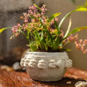 Creative Customisable Bohemian Style Rustic Indoor Decorative Home Table Planter White Cement Flower Pot Cute Plant Pots