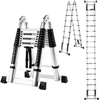 Échelle télescopique robuste moderne, capacité de 330 lb, en aluminium, pieds antidérapants, certifiée EN131-6, pour la maison et les toits
