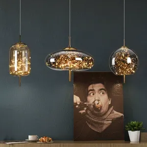 Luminaire suspendu <span class=keywords><strong>LED</strong></span> en verre moderne de luxe, design en forme d'étoile, petit <span class=keywords><strong>lustre</strong></span> élégant pour hôtel, bar, restaurant, fête de mariage - Product Image 2