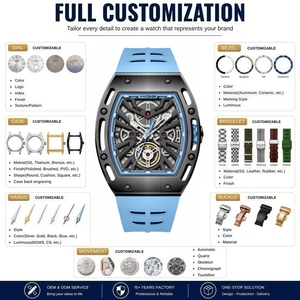 50 montres automatiques personnalisées avec logo, bracelet en silicone, forme tonneau, super lumineuses, mécaniques, style sportif, OEM - Product Image 2
