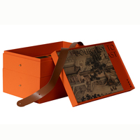 Emballage de pâtisserie au chocolat de luxe personnalisé à 2 couches, boîte cadeau en papier rigide avec poignée, impression couleur, portable, réutilisable, recyclable