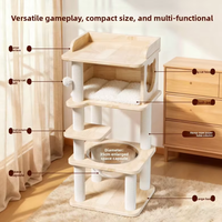 Arbre à chat à trois niveaux avec maison intégrée, griffoir en sisal, mobilier multifonctionnel pour animaux de compagnie d'intérieur, jouet de jeu et de repos pour chat