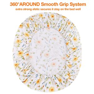 Bộ ga trải giường 4 món mềm mại màu vàng họa tiết hoa, chất liệu microfiber, có túi sâu, in họa tiết tùy chỉnh - Product Image 3