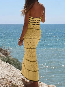 2024 venta al por mayor de fábrica personalizada Primavera Verano Sexy cuello redondo suéter vestido sin mangas - Product Image 5