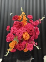 Composition florale artificielle personnalisée 2026 pour mariage, boule de fleurs orange pour allée de mariage