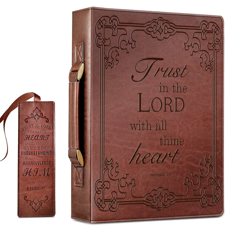 Large Classic PU Leather Bible Cover Protective Leather Carrying Book Case Church Bag Portable Bible Cover