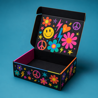 Boîte d'emballage personnalisée en carton ondulé noir néon rétro pour vêtements streetwear, cadeaux et abonnements – Vente en gros