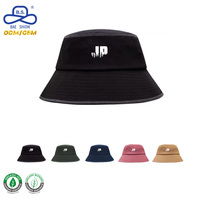Sombrero de Pescador Personalizado con Estampado 'JD', Negro, de Ala Ancha, Protección Solar, Estilo Casual Urbano
