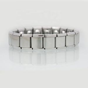 Pulsera de Eslabones Grandes Ajustable de Acero Inoxidable de 13 mm, Modular, Magnética, Plateada, Estilo Italiano, para Hombre - Product Image 1