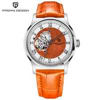 Luxuriöses Design Mode Herren Transparente Miyota Automatik Analoguhr 41mm Edelstahl Lederarmband Wasserdicht Unisex