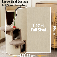 Arbre à chat compact et durable pour intérieur, avec lit pour chat, griffoir en sisal résistant à l'usure, sans litière, utilisable toute l'année, double couche, type tonneau