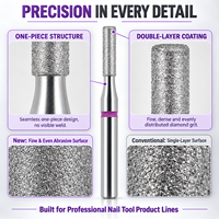 Forets à ongles en diamant de qualité supérieure YAQIN, 5 formes professionnelles, en acier inoxydable monobloc, personnalisation OEM ODM