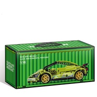 Conteneur en boîte 589 pièces assemblage bloc de construction tirer vers l'arrière Simulation Wupalambo voiture jouet noir 1:18 échelle modèle en plastique pour enfant