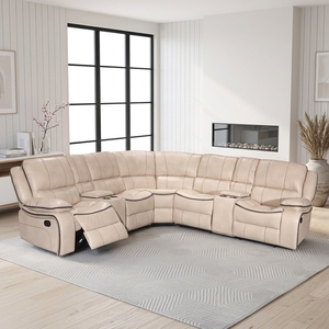 Extendable Tufted L-Shaped Corner Recliner <b>Sofa</b> Set, Air Leather Fabric Upholstery, <b>Sponge</b> Filling, Suitable <b>for</b> Living Room - Product Image 2