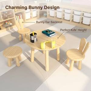 Mesa y Silla Plegables de Madera de Pino de Alta Calidad para Niños, Diseño Moderno y Ecológico para Sala de Estar y Cocina - Product Image 3