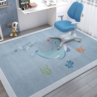 Tapis pour enfants à motifs de dessins animés pour chambre à coucher, chambre d'enfant, salle de jeux, salon - Tapis doux à poils ras en velours cristal, fin, antidérapant, avec envers en latex