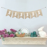 Bannière de Pâques en polyester blanc à queue d'hirondelle avec pompons, 48 pouces, imprimée en sérigraphie pour la décoration de fête de Pâques à la maison