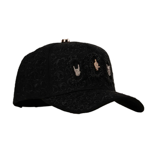 Gorra de Béisbol con Cristales de Imitación, Diseño de Calavera y Letra 'Rock' en el Dedo Medio, Estilo Snapback, Unisex, Venta al Por Mayor - Product Image 2