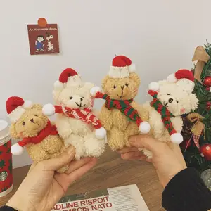 Mini OEM Großhandel Weihnachten Ornament Kawaii benutzer definierte Plüsch Teddybär Schlüssel bund Stofftier Spielzeug