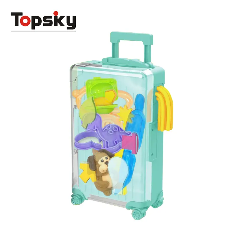 Funny Luggage Shape DIY Pretend Play Preschool Modeling Clay Accessories Play Dough Tool Kits Educational Toys for Kids