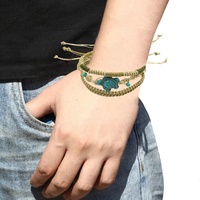Bracelet réglable en zircon motif tortue turquoise RH PRB-593/594 pour les vacances à la plage