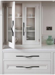 Cabinet Door Curved Wardrobe Door Handle Drawer Cabinet Black Wardrobe Pull Handle Alloy Shape Simple Furniture Aluminum Alloy - Product Image 2