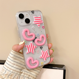 Custodia per Cellulare da Donna alla Moda Stile Coreano <span class=keywords><strong>con</strong></span> Glitter a Forma di Stella e Cuore per <span class=keywords><strong>iPhone</strong></span> 16 15 Pro Max 14 Pro 13 12 11 Plus 17 - Product Image 5