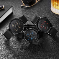 Gran oferta extranjera Ginebra moda reloj de hombre logotipo personalizado correa de malla reloj de cuarzo para jóvenes