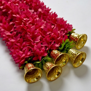 Guirnalda de Flores Rosadas Artificiales, Decorativa, con Campanas Doradas, para Bodas, Festivales y Decoración de Templos - Product Image 3