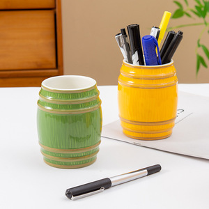 Porte-baguettes en céramique de Chaozhou, 2 pièces, jaune-vert, pot de rangement pour ustensiles de cuisine, lavage à la main uniquement - Product Image 1