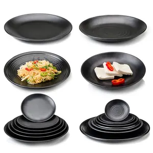 Japanese Style Melamine Matte Black Charger Plates Flatware For Wholesale