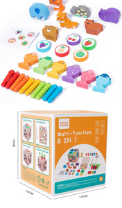 Boîte d'activités Montessori personnalisée en bois pour bébé, jeu de formes à aligner, jeu de frappe aux balles, jouets éducatifs sensoriels de pêche pour enfants - Product Image 3
